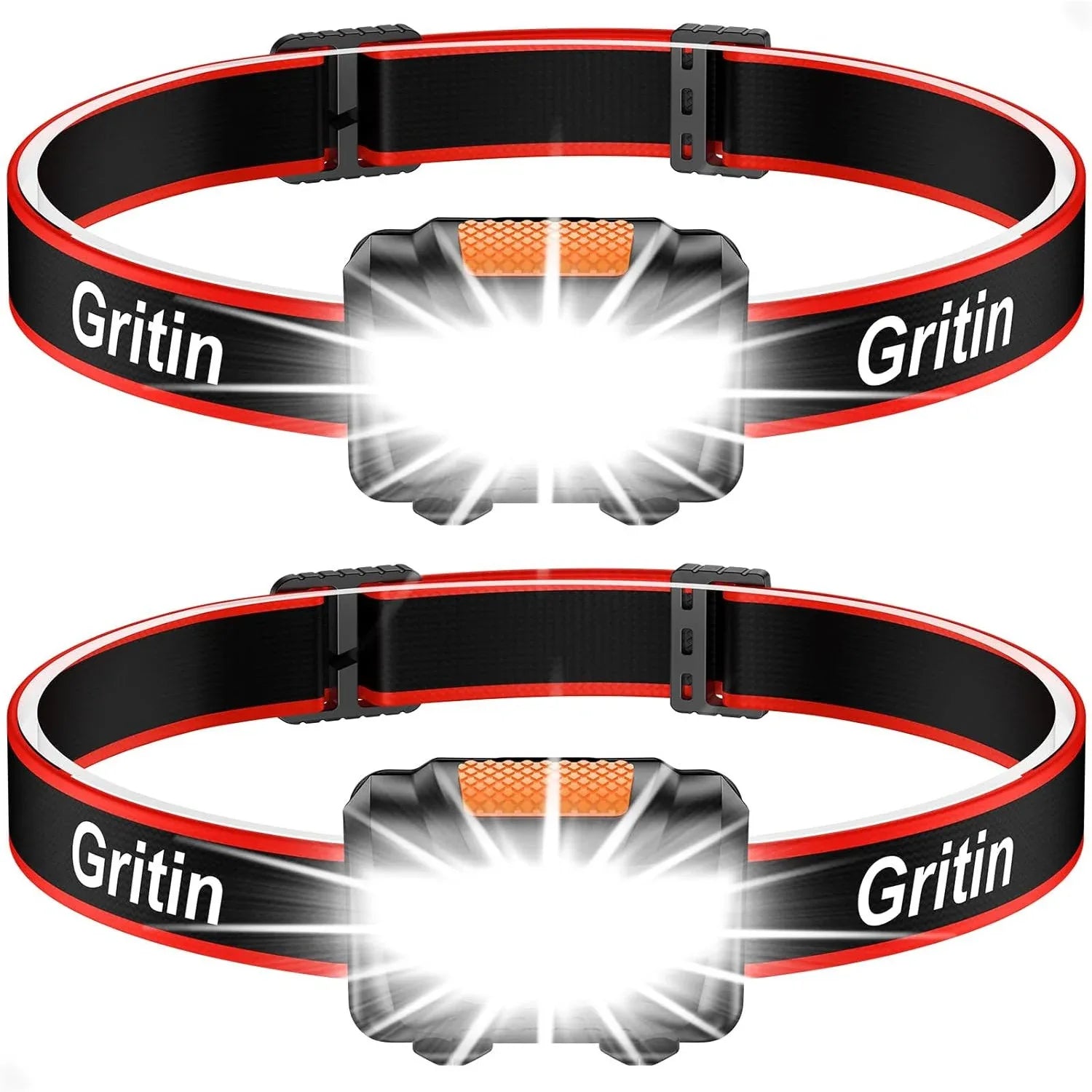 Gritin LED Head Torch 2 Pack Super Bright Waterproof - Gomix Brands Outlet